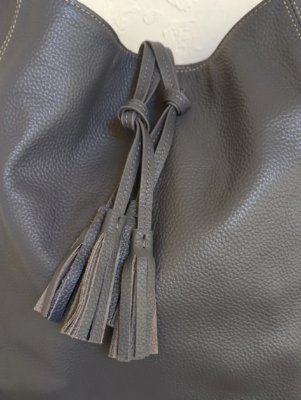 Laggo Gray Julia Leather Tassel Hobo Bag